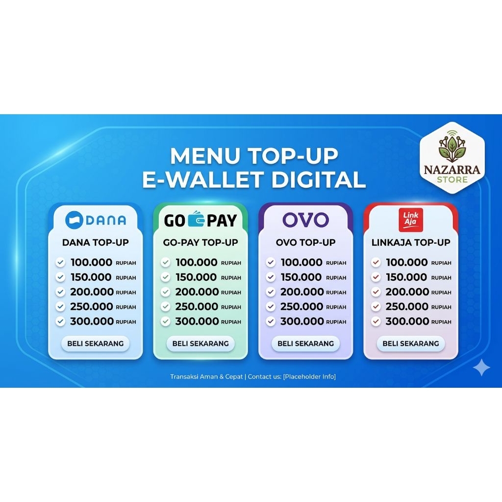 E-wallet (Dana, Gopay, Ovo, Link aja) termurah