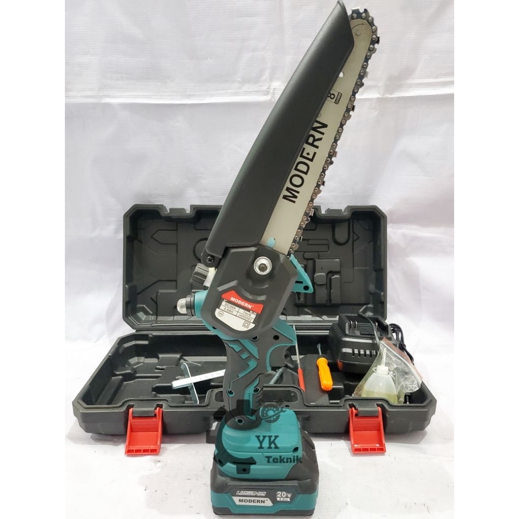 Modern Chainsaw Baterai 8inchi M58 / Chainsaw Cordless Mini Modern M58 / Gergaji Baterai Modern/Gerg