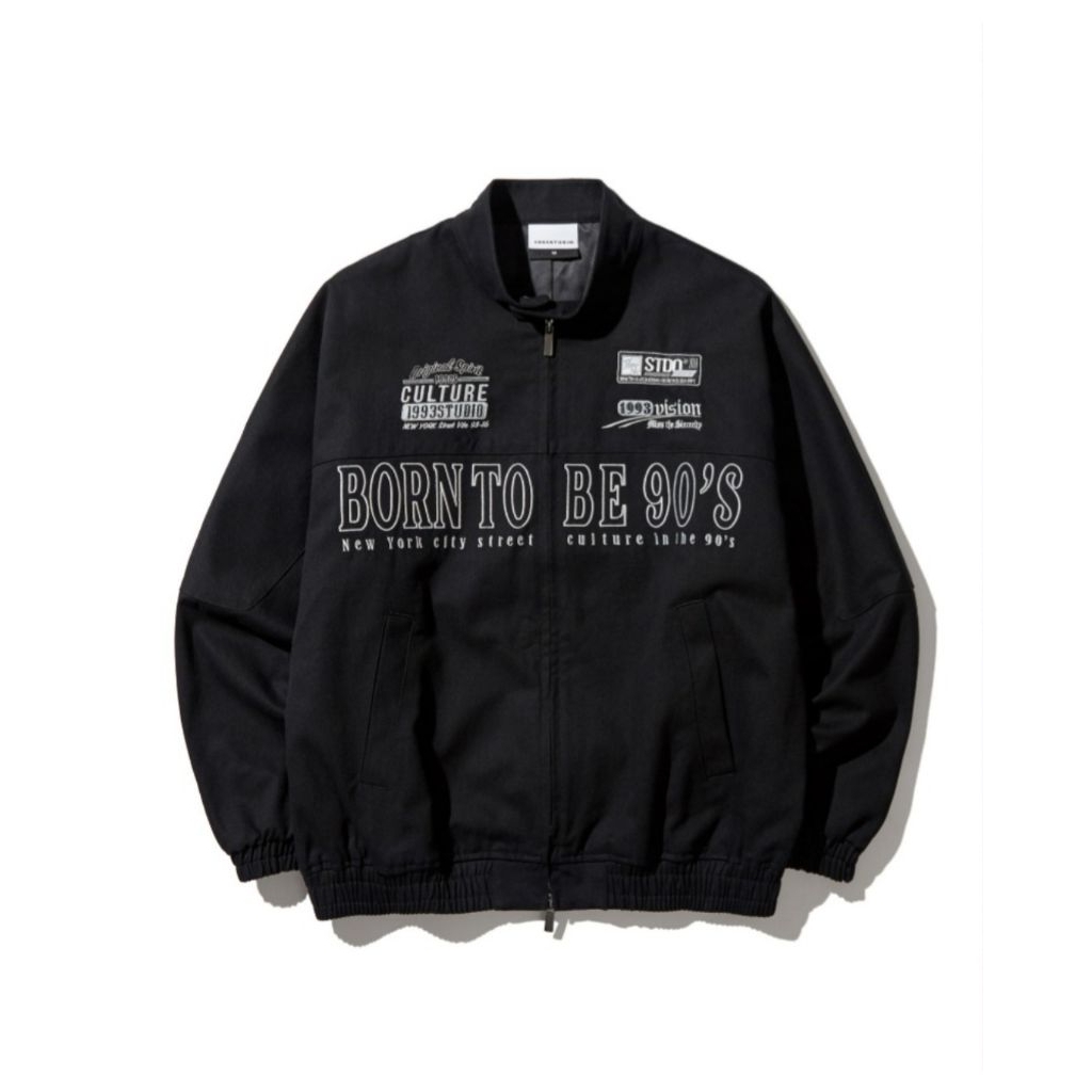 1993STUDIO Vintage Cotton Twill Biker Jacket Black