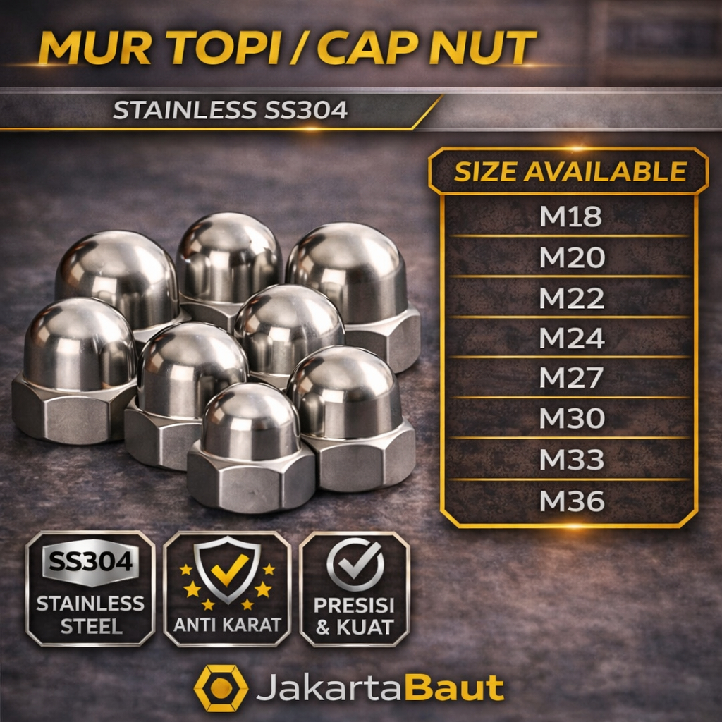 Mur Topi M36 / Cap Nut M36 Stainless SS304