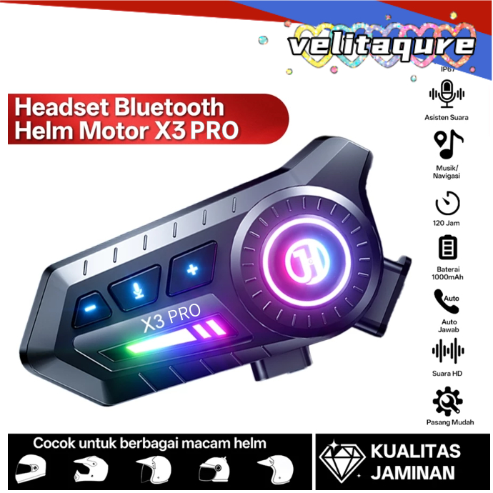 Headset Bluetooth Helm/JZAQ X3PRO Bluetooth6.0 Helm Sepeda Motor Headset