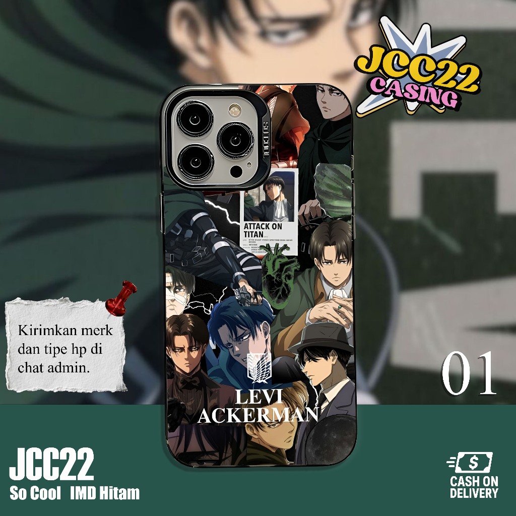 Case Pelindung Hp Socool Hybrid IMD Motif Aesthetic Levi Aot Anime Jepang Viral Untuk iPhone Vivo Op