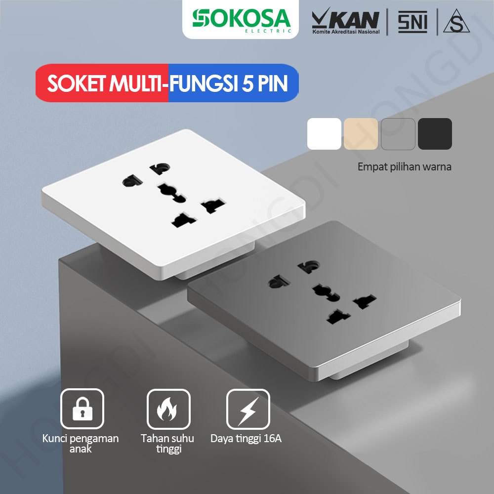 SOKOSA Stop kontak usb Stop kontak tanam Stop kontak Stop kontak murah Soket multi-fungsi 5 pin