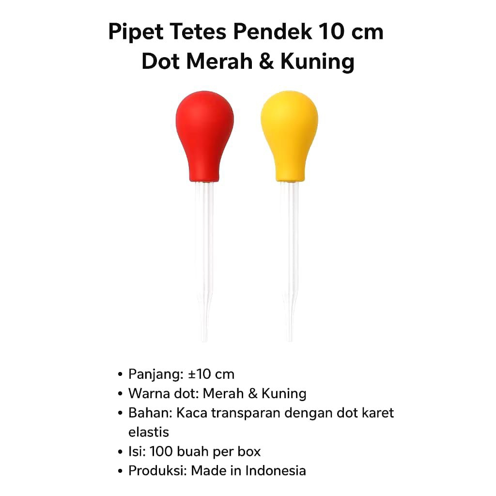 PIPET TETES KACA DOT MERAH-UK 10CM ISI 10,20,30 PCS Original