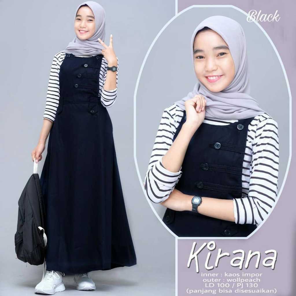 TERMURAH ~ Overall kirana moscrepe premium / gamis overall terbaru / atasan jumpsuit rok kancing / b