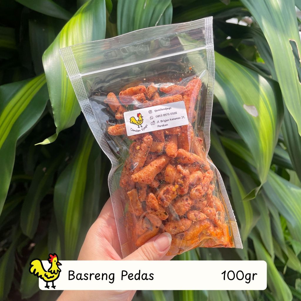 Tjamilan Djago - Basreng Pedas Mantap Kriuk dengan Daun Djeruk - Kemasan Icip 100gr