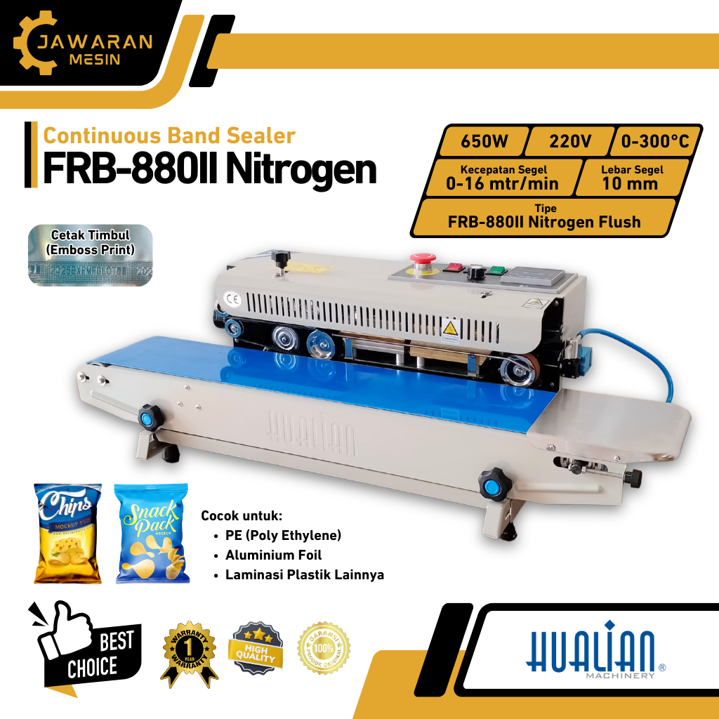 Mesin Continuous Band Sealer FRB-880II Isi Angin Nitrogen / Mesin Sealer Kemasan Makanan