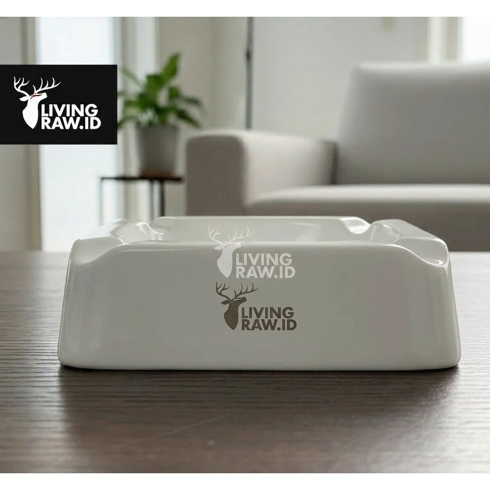 Asbak Rokok Kotak Putih – Elegant Gypsum Ashtray