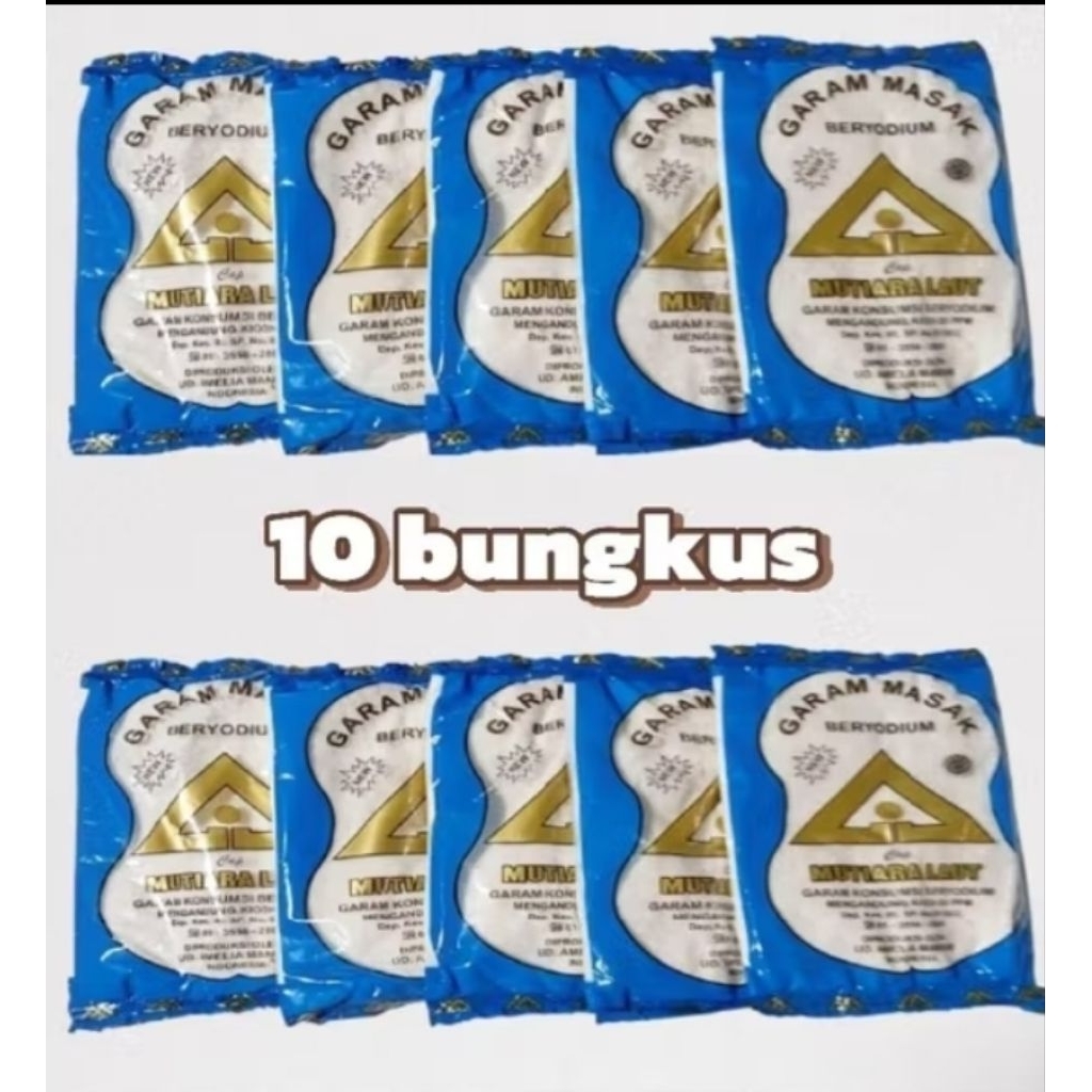 Garam Masak Segi Tiga Emas 10 pcs 260gr Garam Halus Beryodium Garam Masak