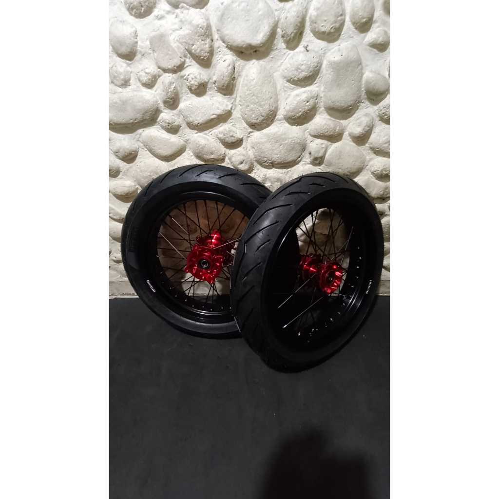 Banset Supermoto crf150 ban crf150 Supermoto tromol cnc velg expedition ban pirelli