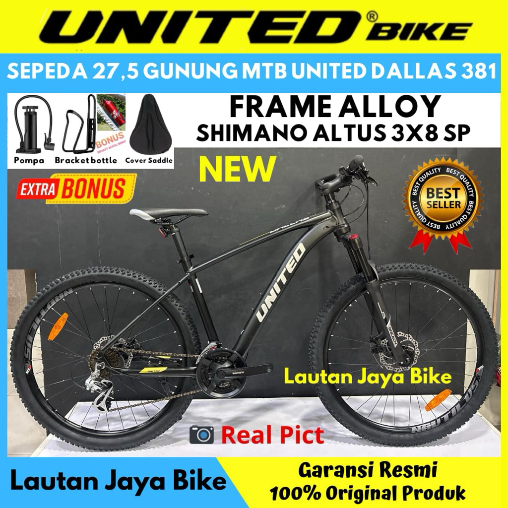 Sepeda Gunung MTB 27,5 United Dallas 381 Frame Alloy Terbaru
