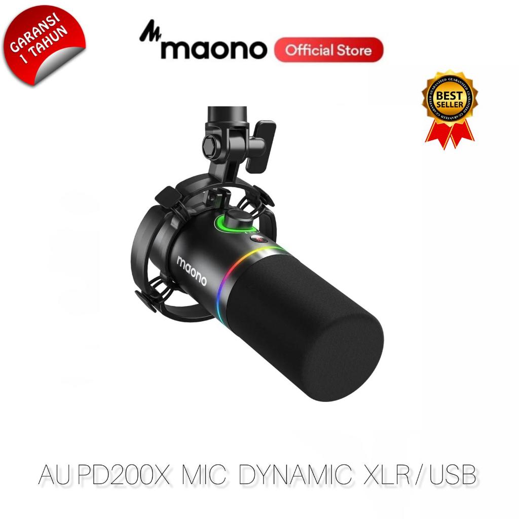 MAONO PD200X RGB Dynamic Microphone USB XLR Dual Mode Mikrofon Gaming Podcast Live Streaming dan Rec