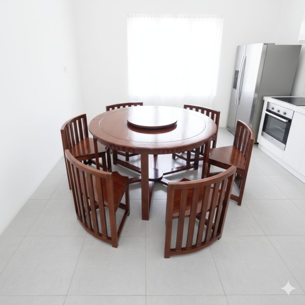 Meja makan putar kayu jati dari Jepara meja makan putar minimalis