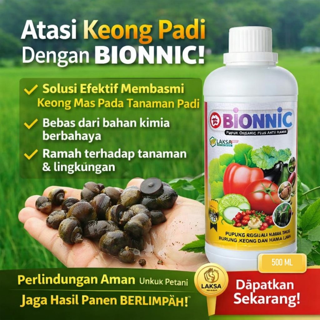 Bionnic 500ML Pupuk Cair ASLI MURAH | Pestisida Basmi Keong Sawah Paling Bagus | Obat Hama Keong Mas