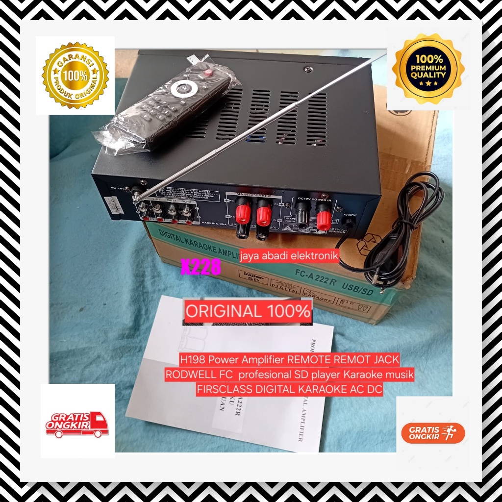 X228 AMPLI HiFi Power Audio Stereo Power Amplifier radio REMOTE REMOT JACK RODWELL FC profesional SD