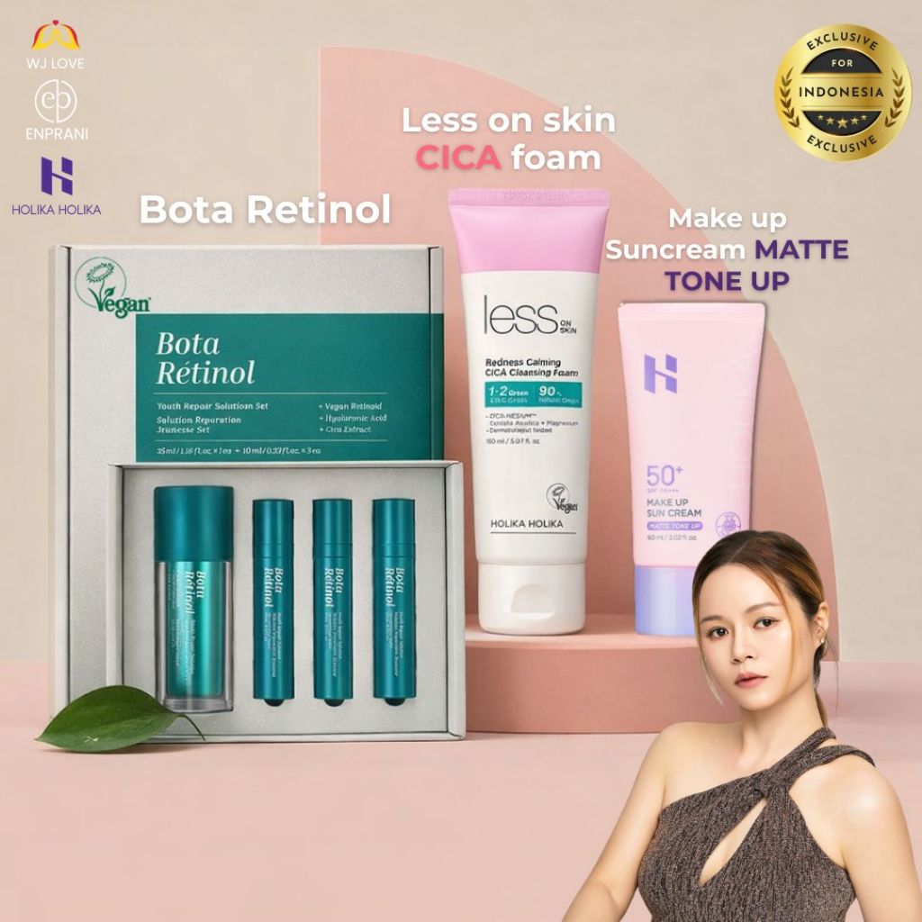 Promo Bundling Enprani Bota Retinol Youth Repair Solution Set + Less on Skin Redness Calming CICA Cl