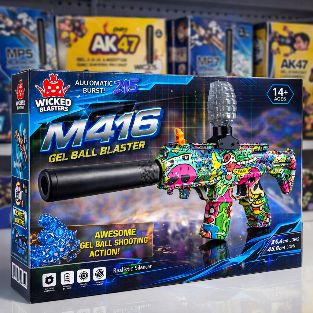 Mainan Tembakan Gel Ball Blaster M416/AK47 Graffiti Full Automatic Water Bullet - Tembakan Air Viral