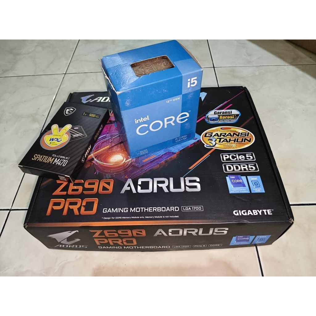 Sepaket i5 12400f+Z690 Gigabyte Ddr5 + Ssd 1TB Second Normal