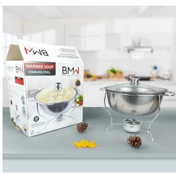 Panci Prasmanan Warmer Stove Tempat Wadah Lauk Sayur Makanan Tutup Kaca Panci Set Stainless Steel