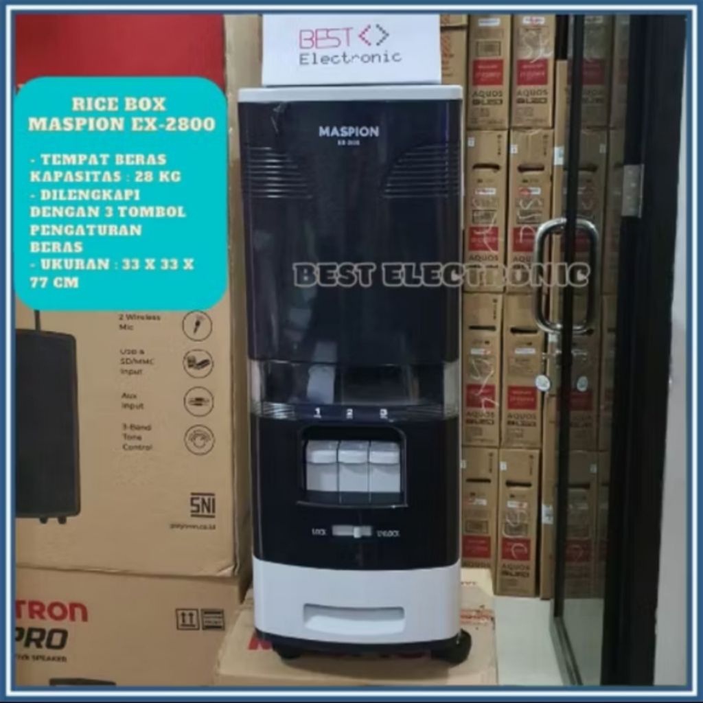 Maspion Rice Box Tempat Penyimpanan Beras 28KG EX-2800 EX 2800 EX2800