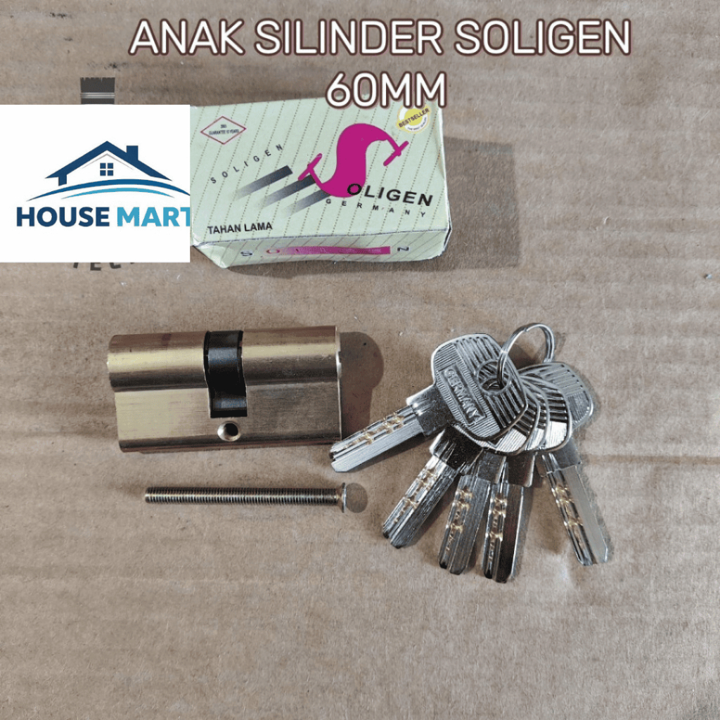 SILINDER KUNCI PINTU SOLIGEN 60MM KUNINGAN BESAR SILINDER/CYLINDER/ISI KUNCI KOMPUTER 60MM BESAR /  