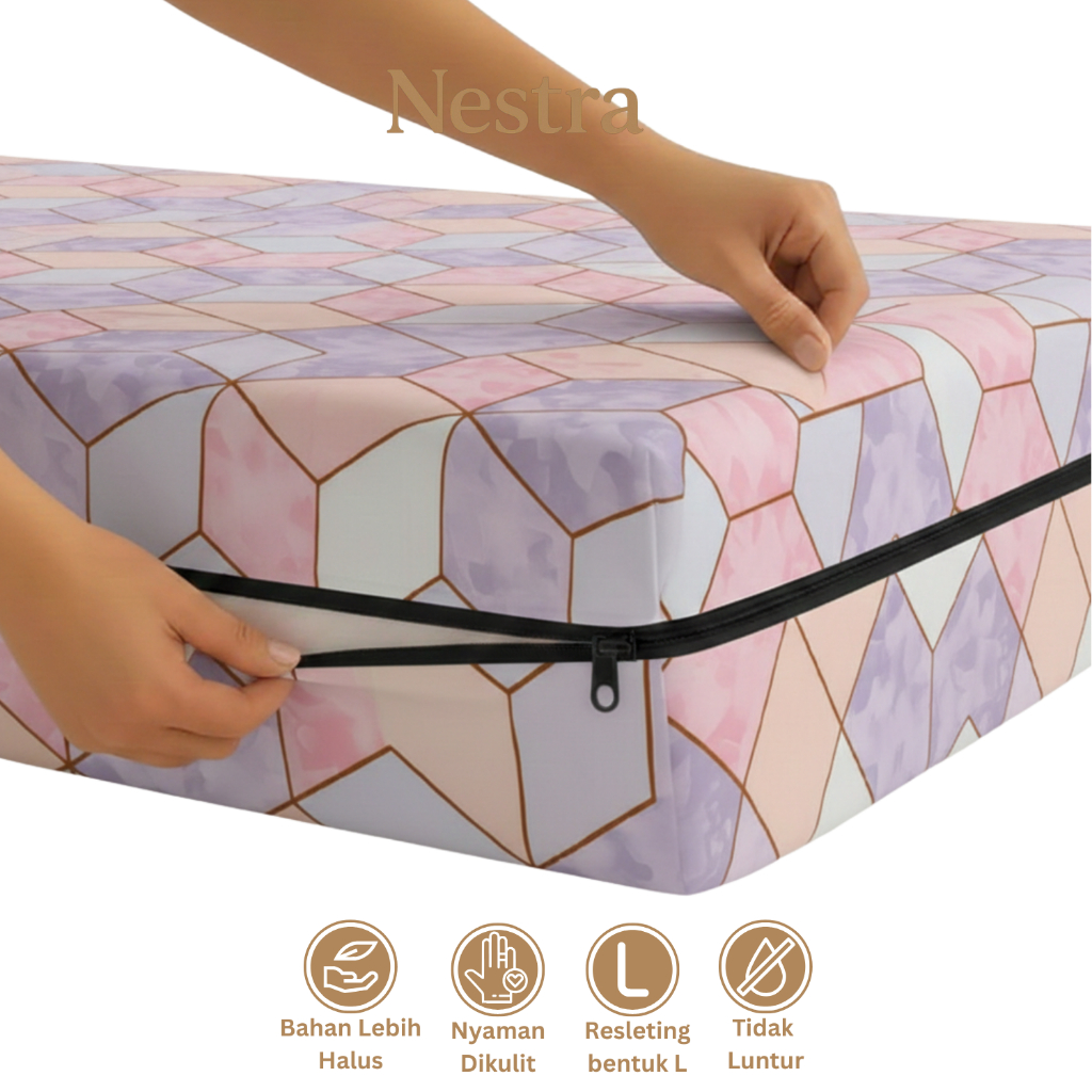 Nestra - Sarung kasur Busa Resleting Ukuran 140X200 | 160x200 | 180x200