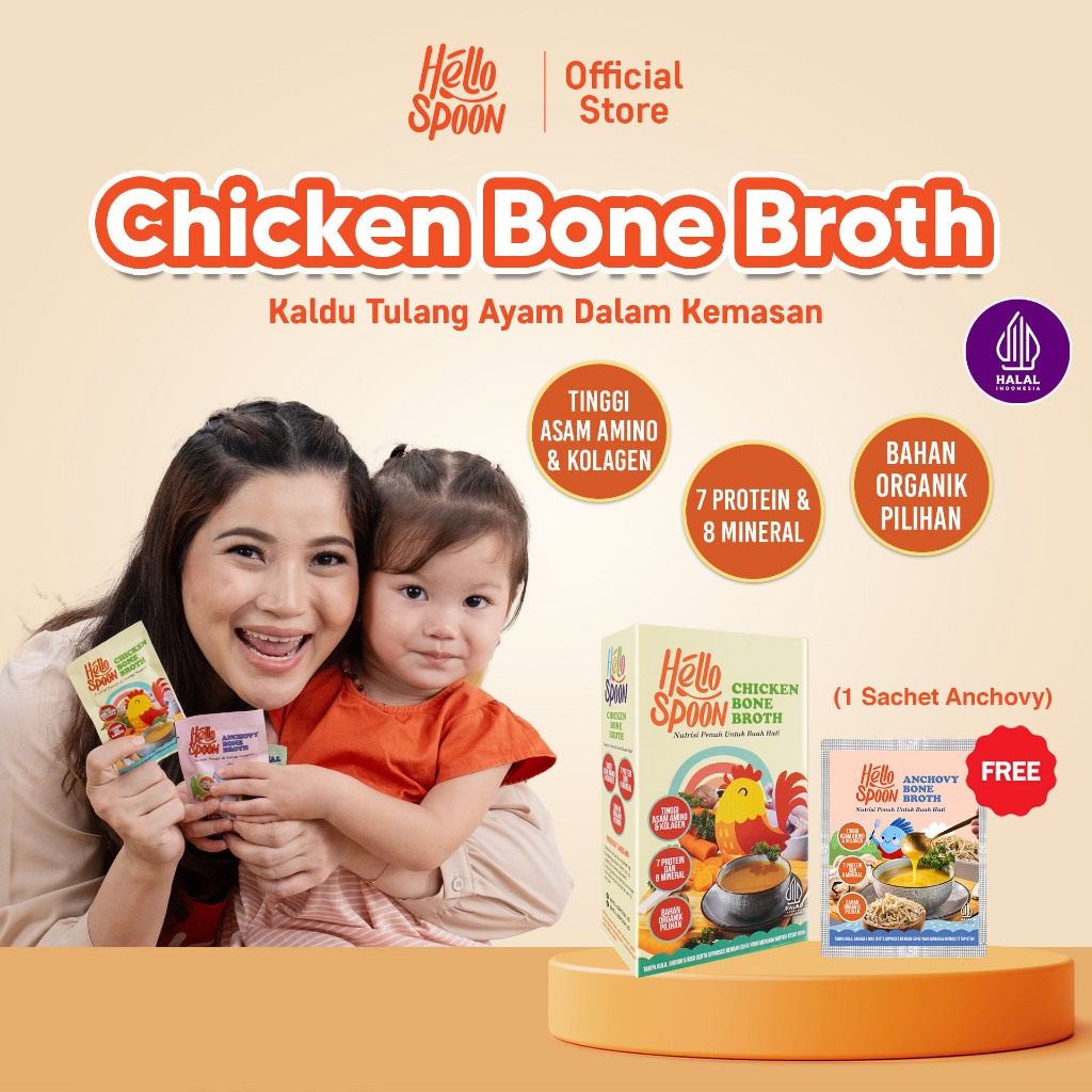 [BUY 1 GET 2] Chicken Bone Broth Powder Hello Spoon / Soup Kaldu Tulang Ayam FREE 1 Sachet Anchovy -