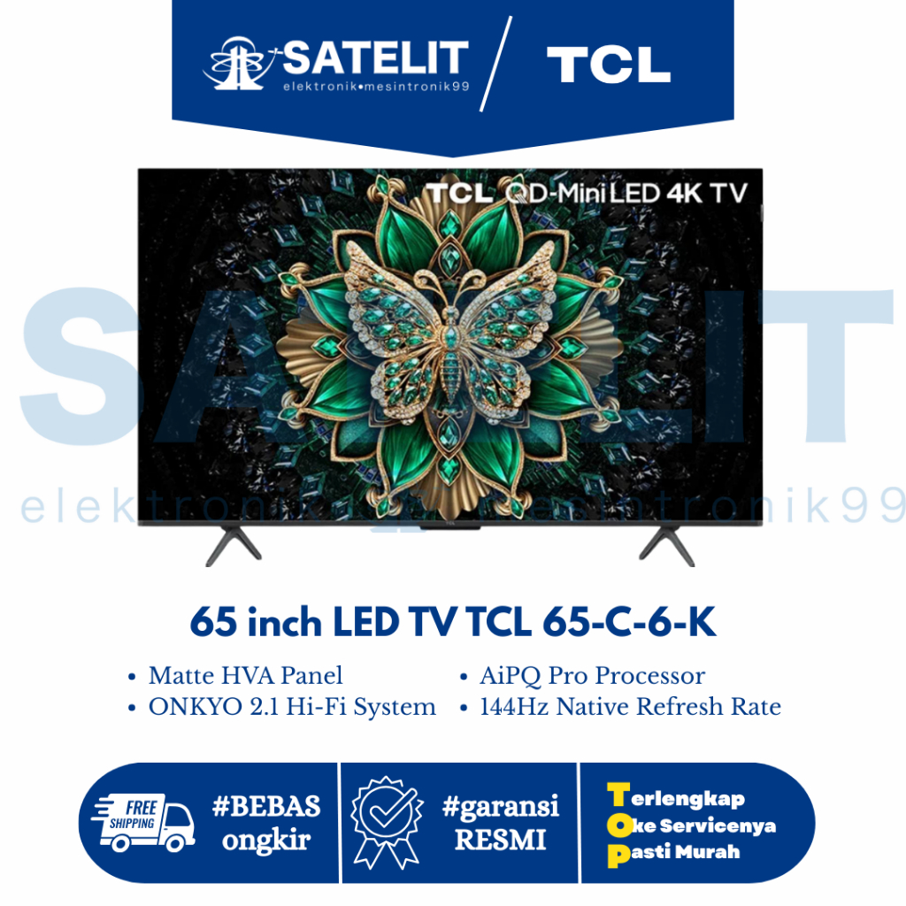 TCL LED TV 65 Inch 65C6K | Smart TV 4K UHD | Google TV | Dolby Audio | Layar Besar Ultra HD