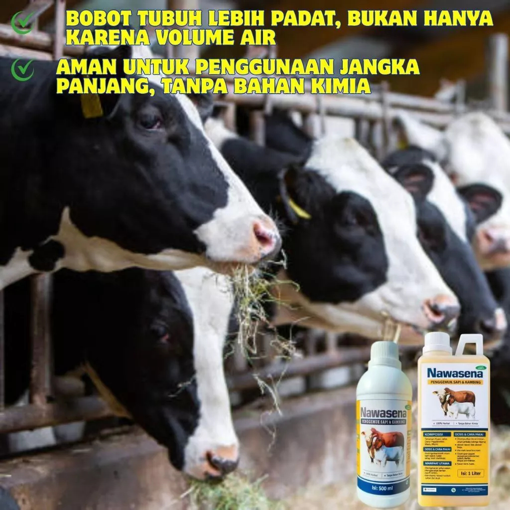 Vitamin sapi kambing biar cepat gemuk Nawasena 1L – nafsu makan naik, ternak lebih cepat besar, herb