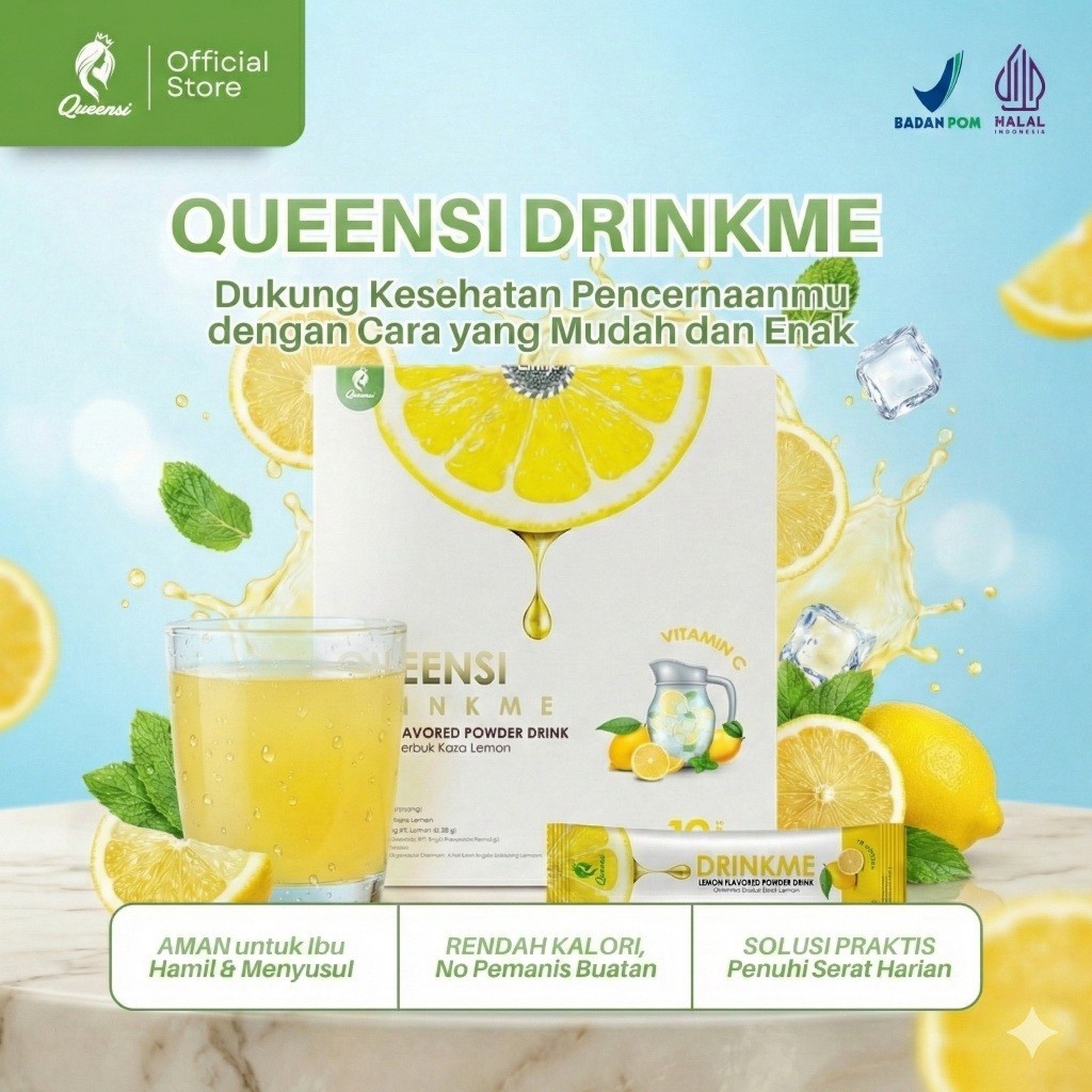 Queensi Fiber Drink 10 Sachet - Queensi Drinkme Lemon