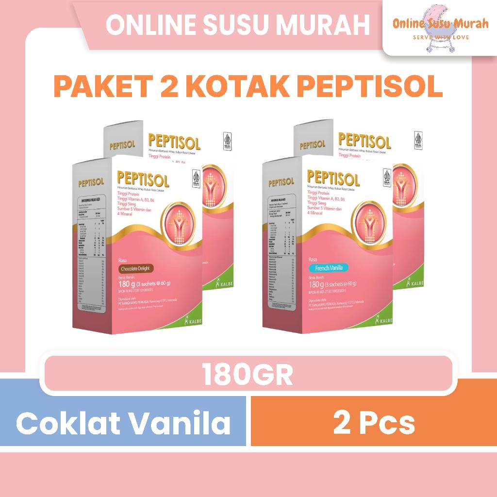 PEPTISOL VANILA COKLAT PAKET 2 KOTAK 180GR NUTRISI TINGGI PROTEIN RENDAH RESIDU 180 GR SSKD