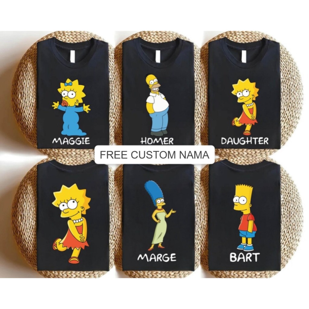 MISTIQUE.ID-Baju Kaos Anak-Dewasa Lengan Pendek Simpson Family/Baju Kaos Couple Keluarga Lucu Kekini