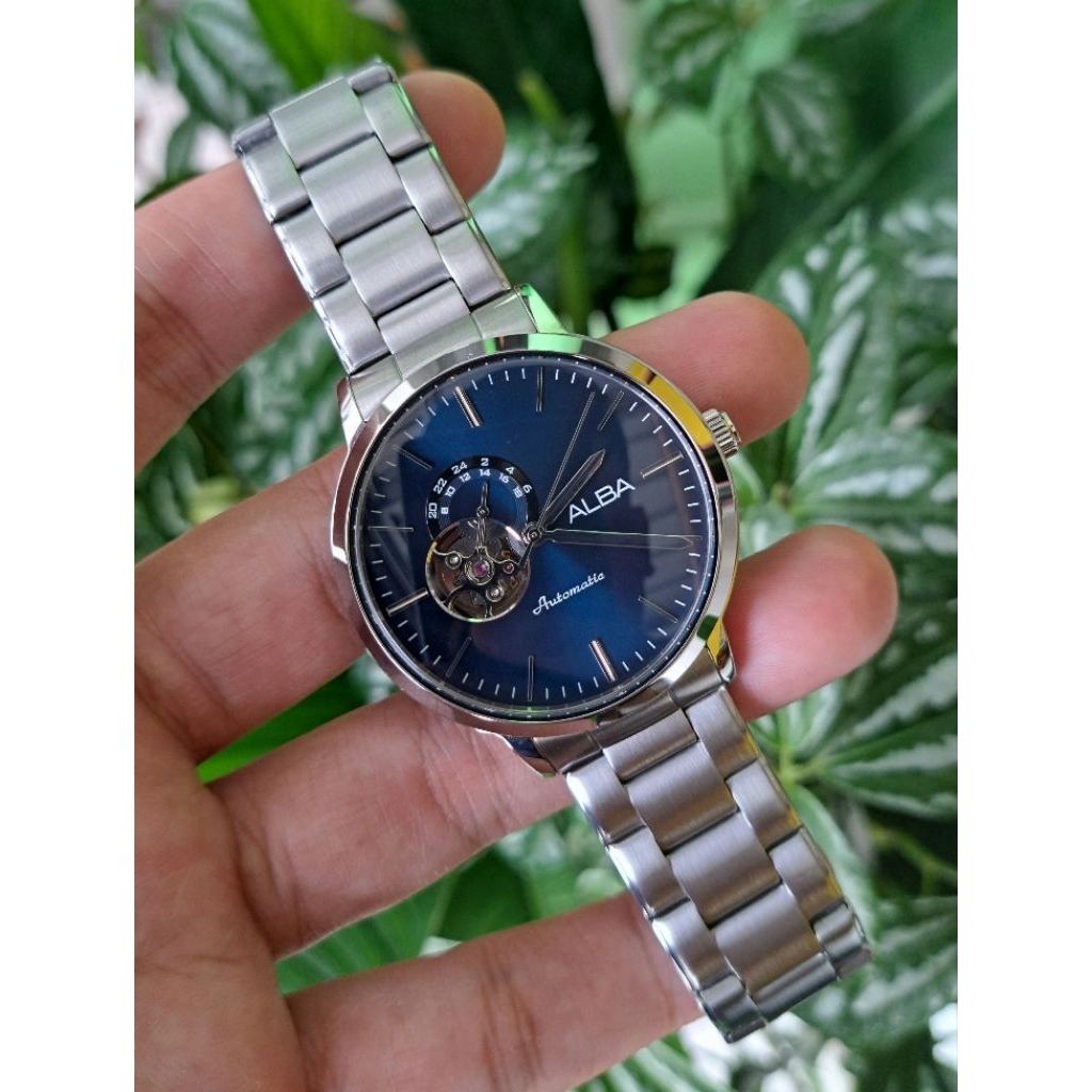 Alba A9A005X1 Automatic Open Heart Dark Blue Dial Stainless Steel Strap Original