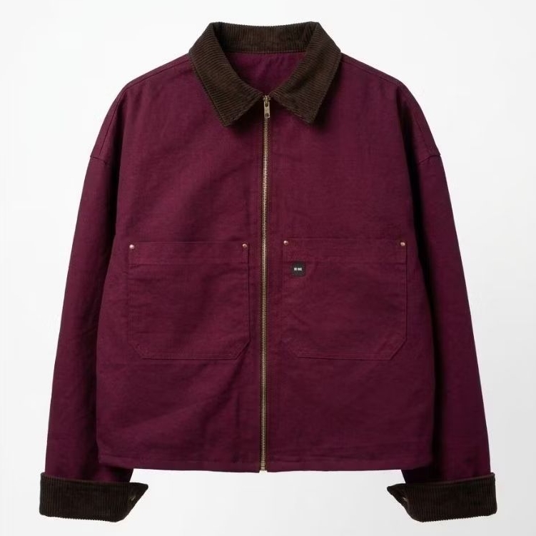 UTILITY SHORT JACKET BOXY BURGANDI CANVAS AKTIV PRIA WANITA Jacket Utility dengan Desain Boxy Warna 