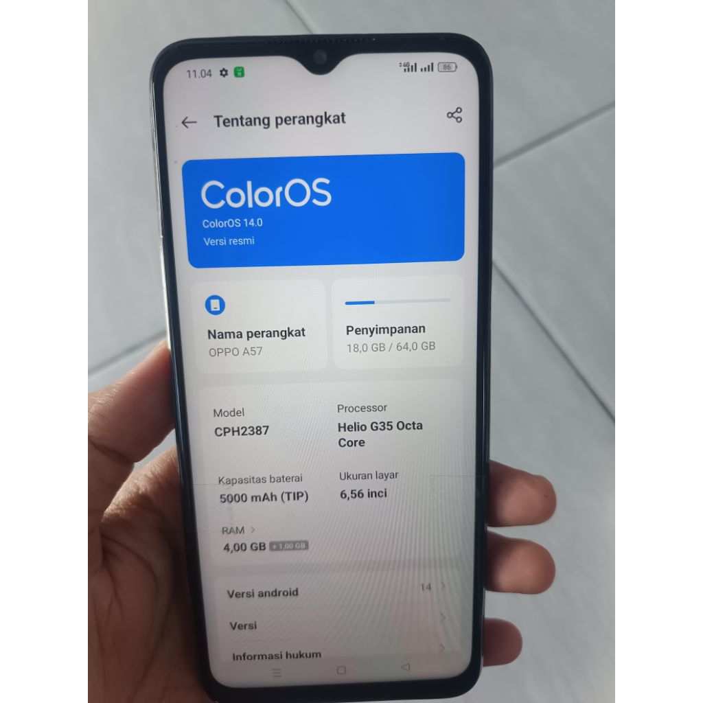 mesin oppo a54 4/64 ori + unit