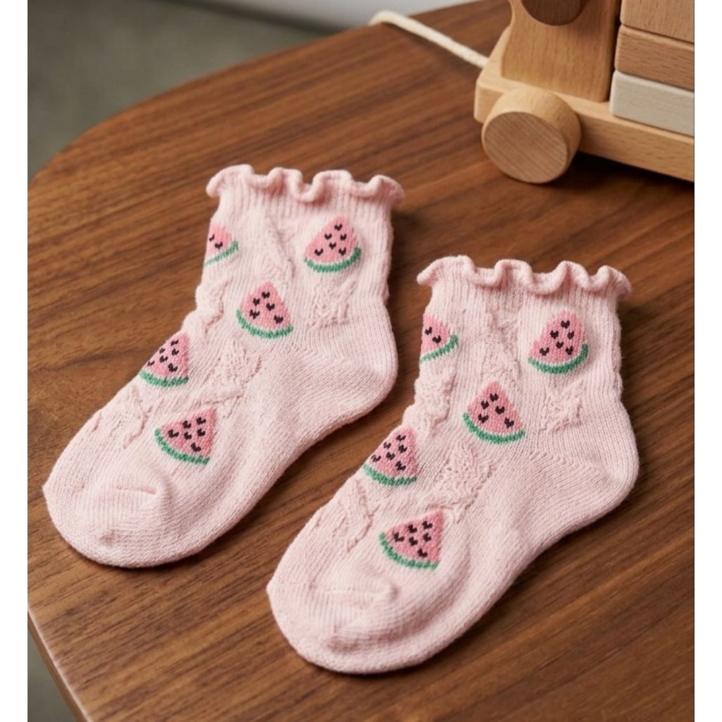 Little Tukuyo-Kaos Kaki Anak Rajut Motif Buah Lucu/Kaos Kaki Anak Perempuan 0-12 Bulan