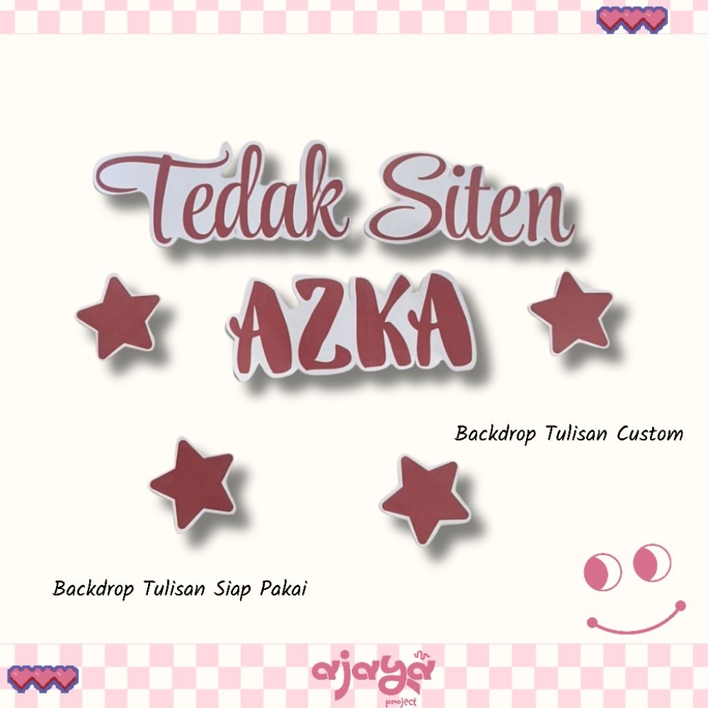 Tulisan Nama Dekorasi Tedhak Siten Custom / Backdrop Dekorasi Tulisan Tedhak Siten / Backdrop Dekora