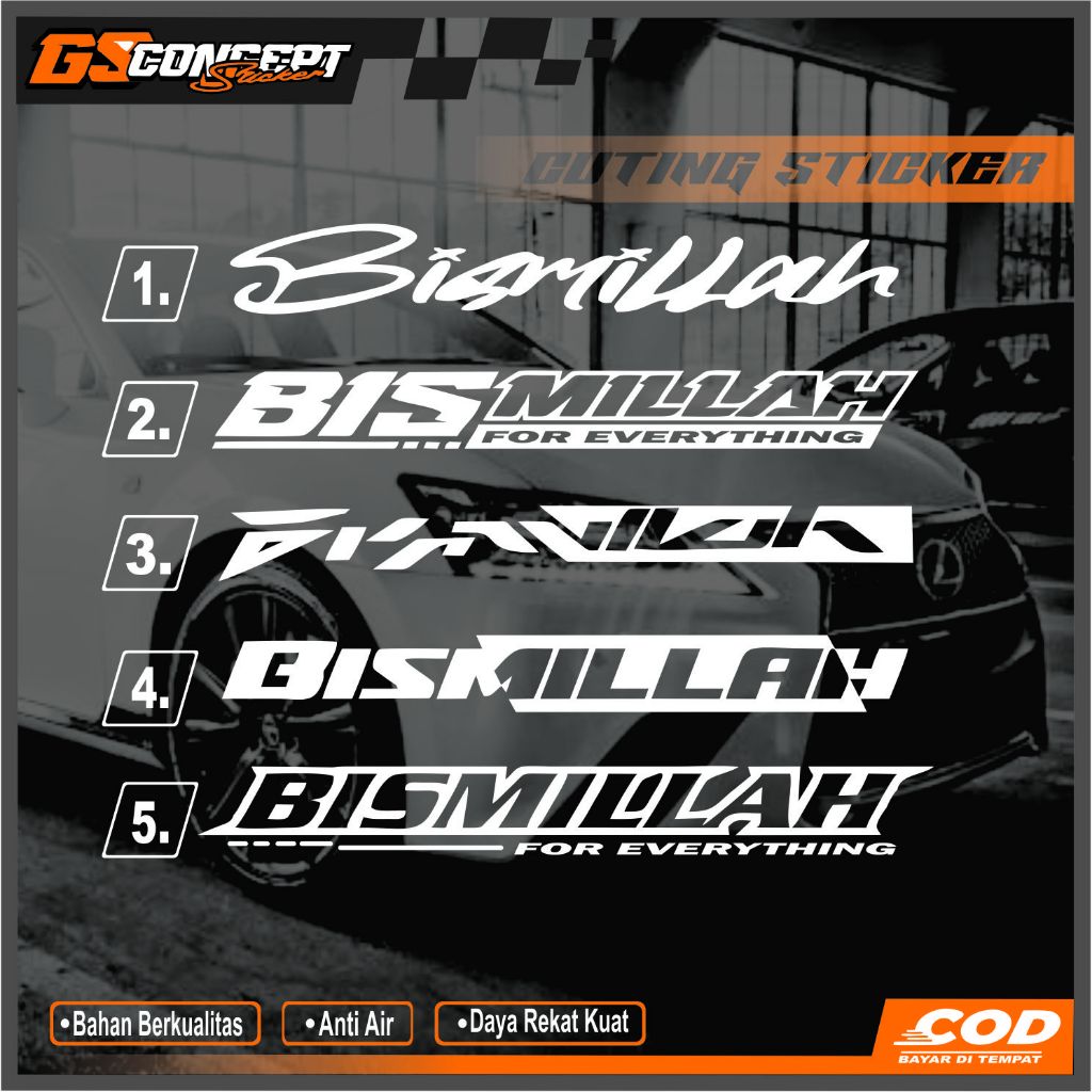 Stiker Cutting Mobil Bismillah Viral Keren STIKER KACA DEPAN MOBIL STIKER BISMILLAH MOBIL