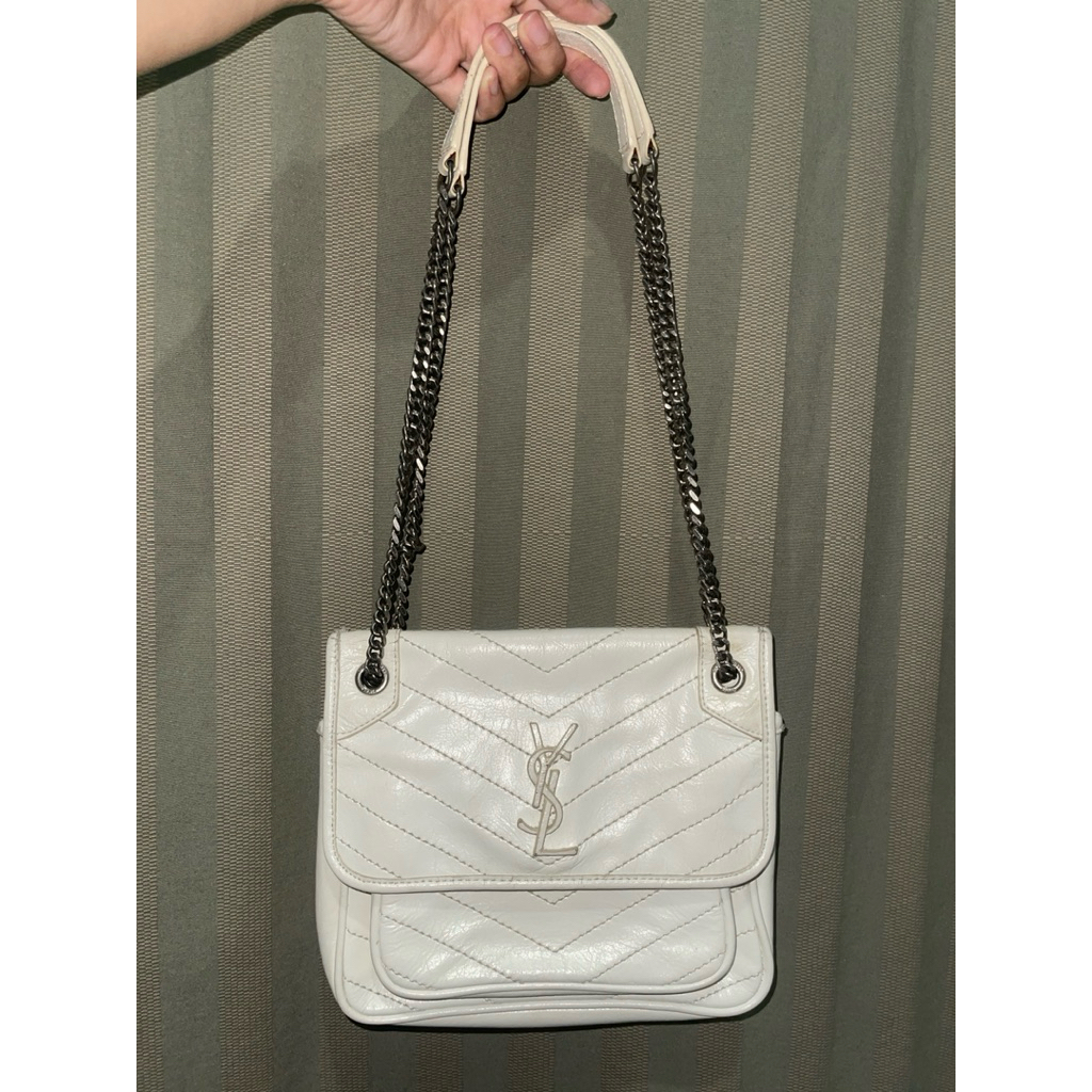 FAST SALE Authentic YSL Saint Laurent Baby Niki in Blanc Vintage