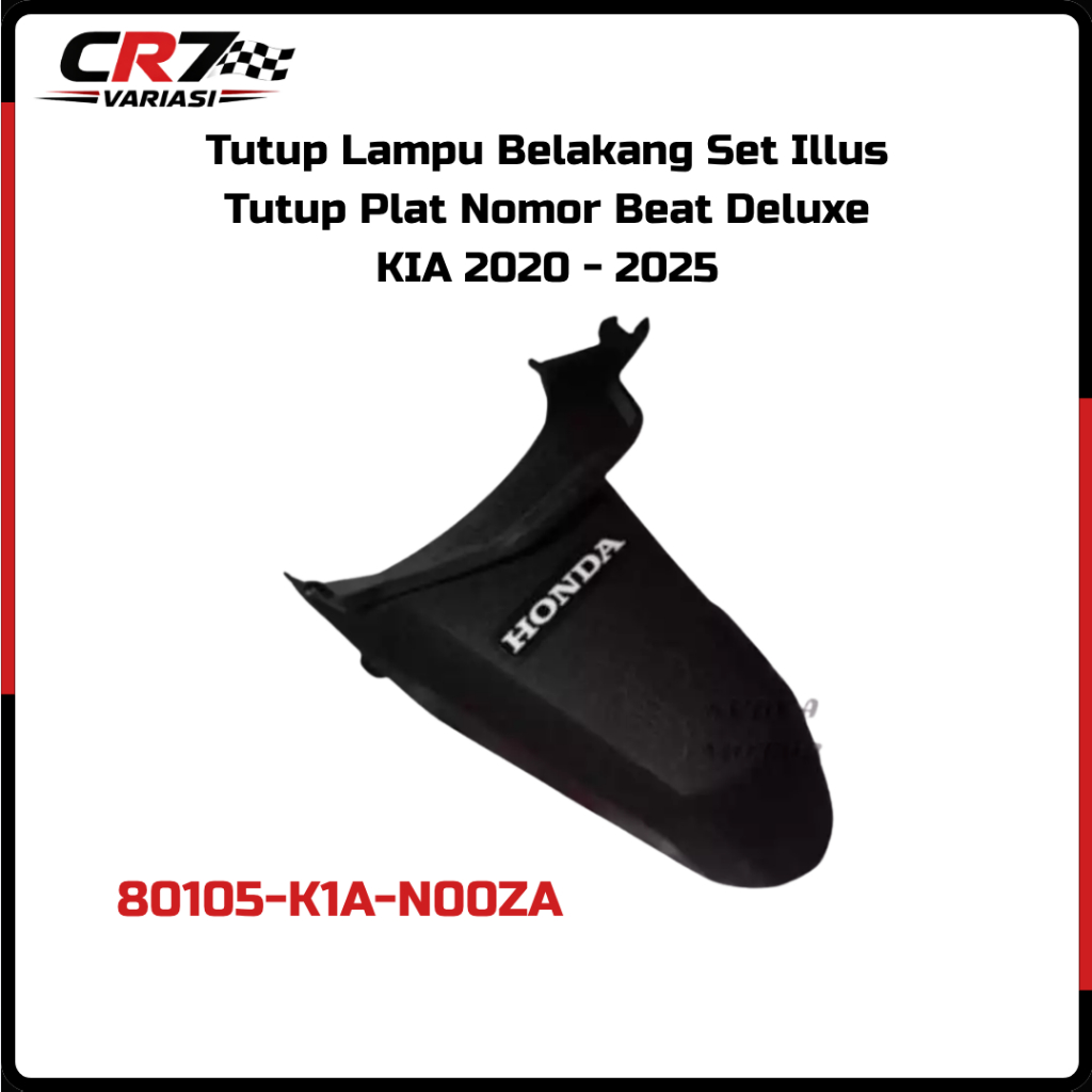 Tutup Lampu Belakang Set Illus Tutup Plat Nomor Beat Deluxe KIA 2020 - 2025 CR7 Variasi Motor