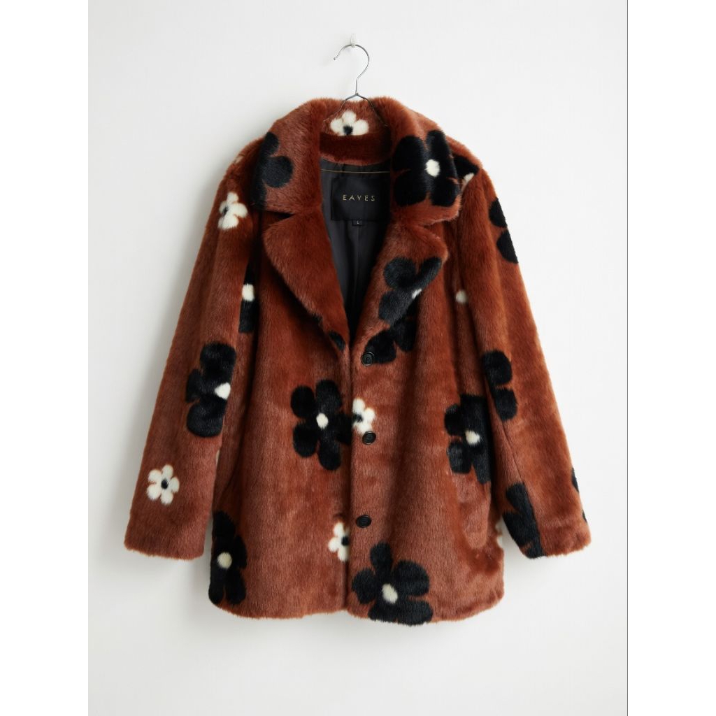 EAVES | fur coat | faux fur coat | floral fur coat