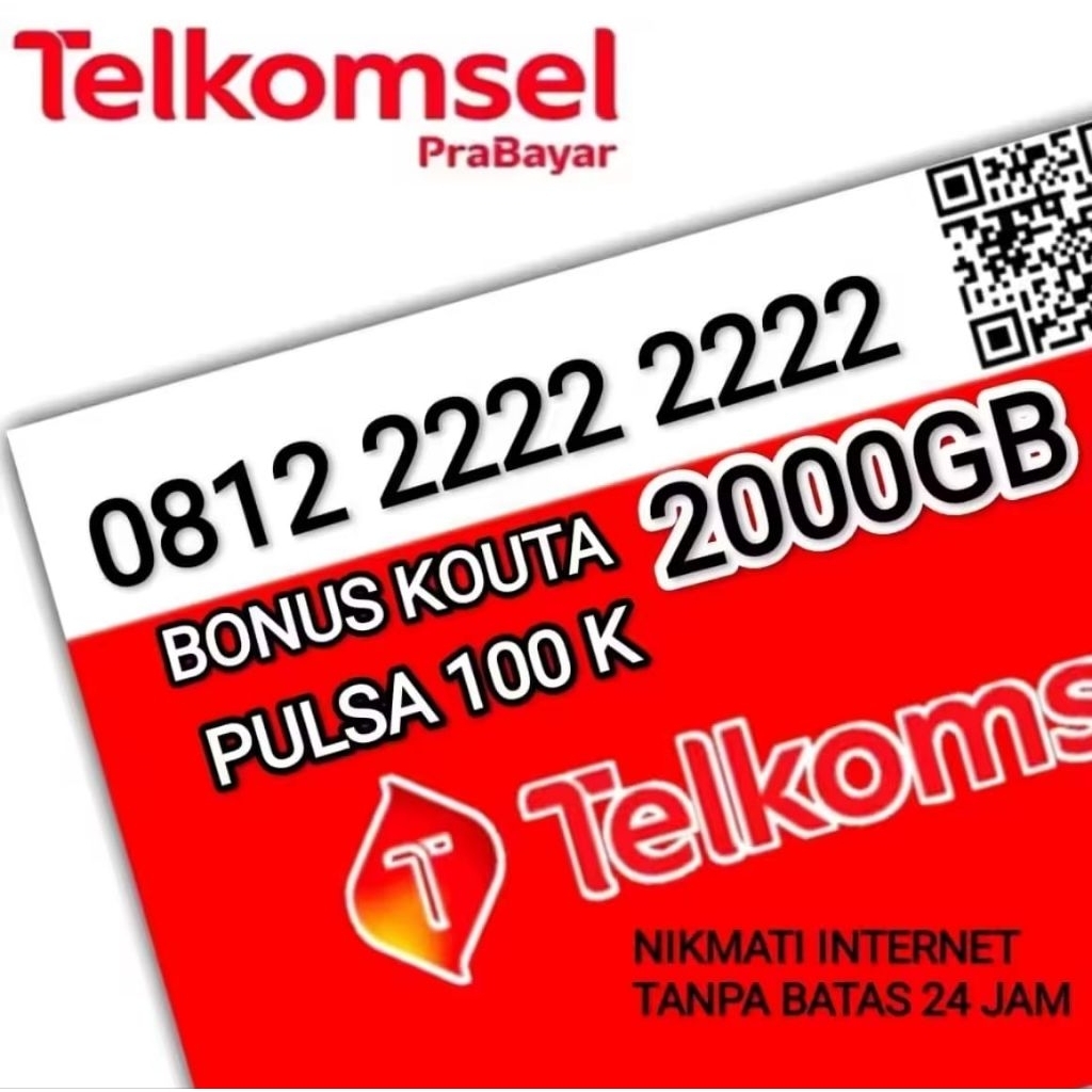 BISA COD. PROMO KARTU CANTIK. TELKOMSEL 12 DIGIT BONUS KOUTA 2000GB