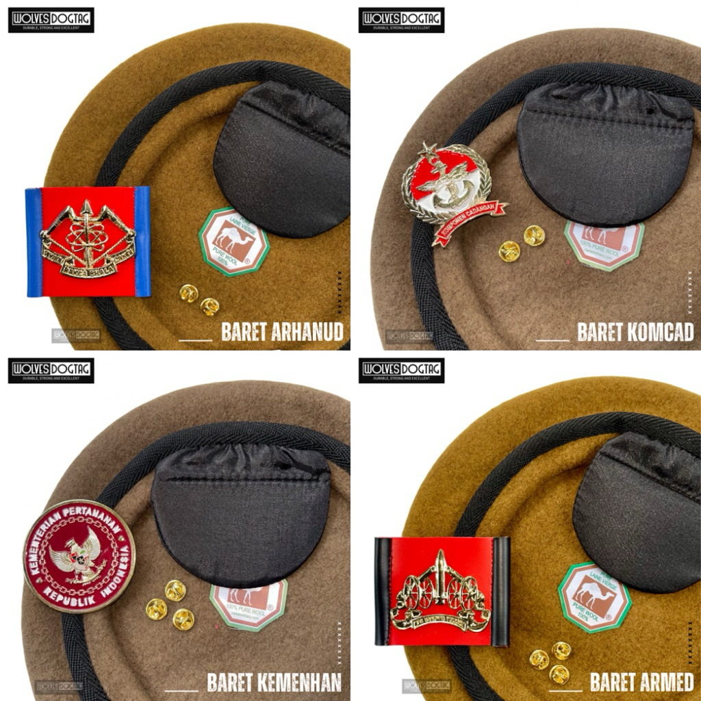 Baret coklat cokelat / Baret arhanud, armed, kemenhan, komcad satu set / baret camel / baret TNI / b
