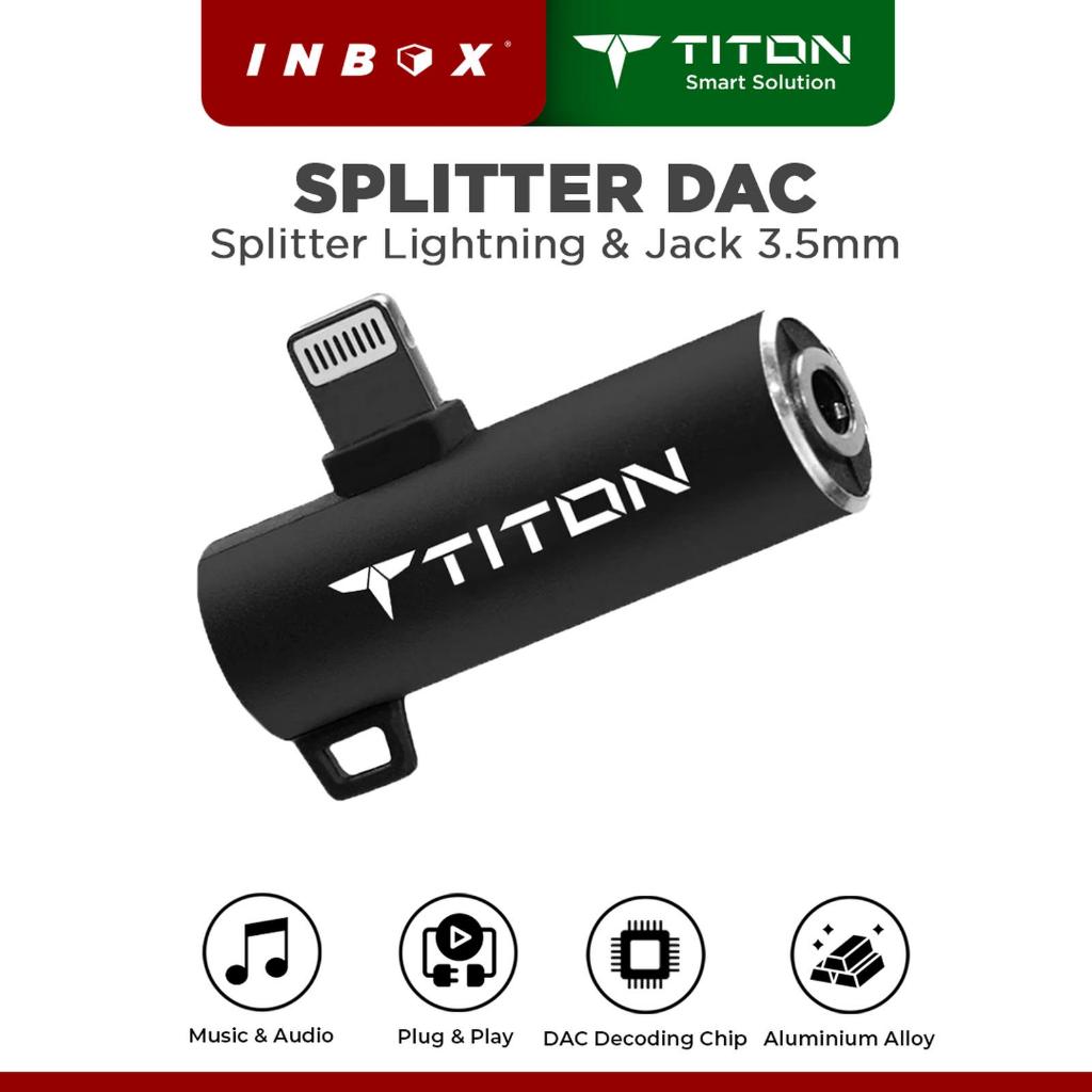 Titon Splitter Converter DAC Lightning to 3.5mm Audio Charging iPhone OTG Open Mic Tanpa Bluetooth -