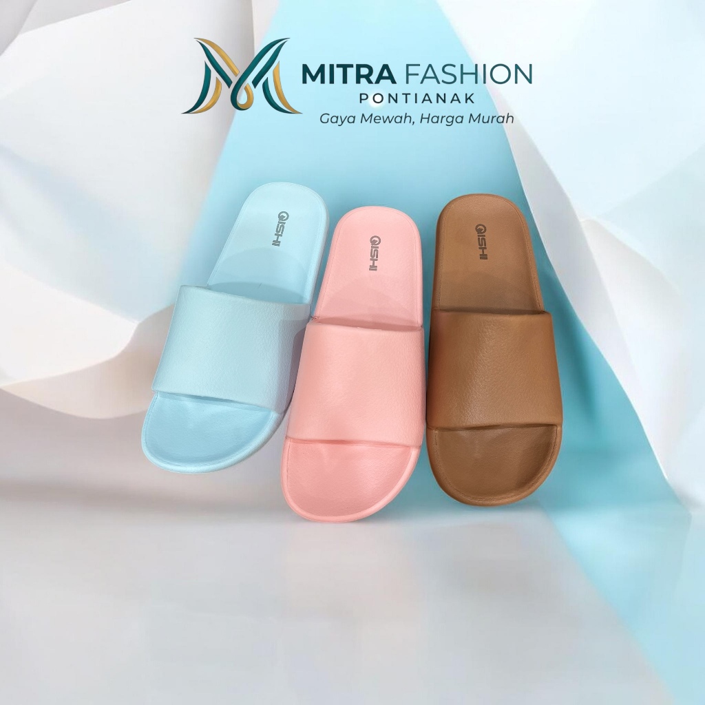 Sandal Slop Karet Wanita Pria Unisex bahan Premium QISHI sol empuk anti slip uk 37-40 ( SDL 728-739 