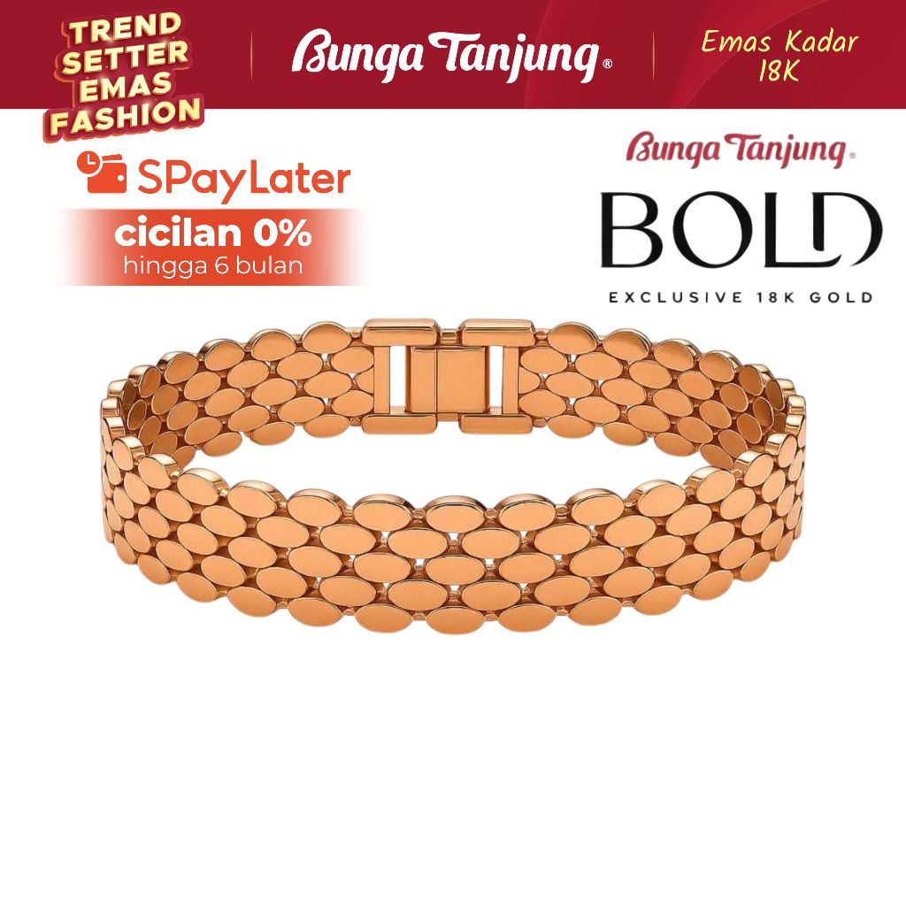GELANG RANTAI JAM BOLD - EMAS 18K - BUNGA TANJUNG GOLD