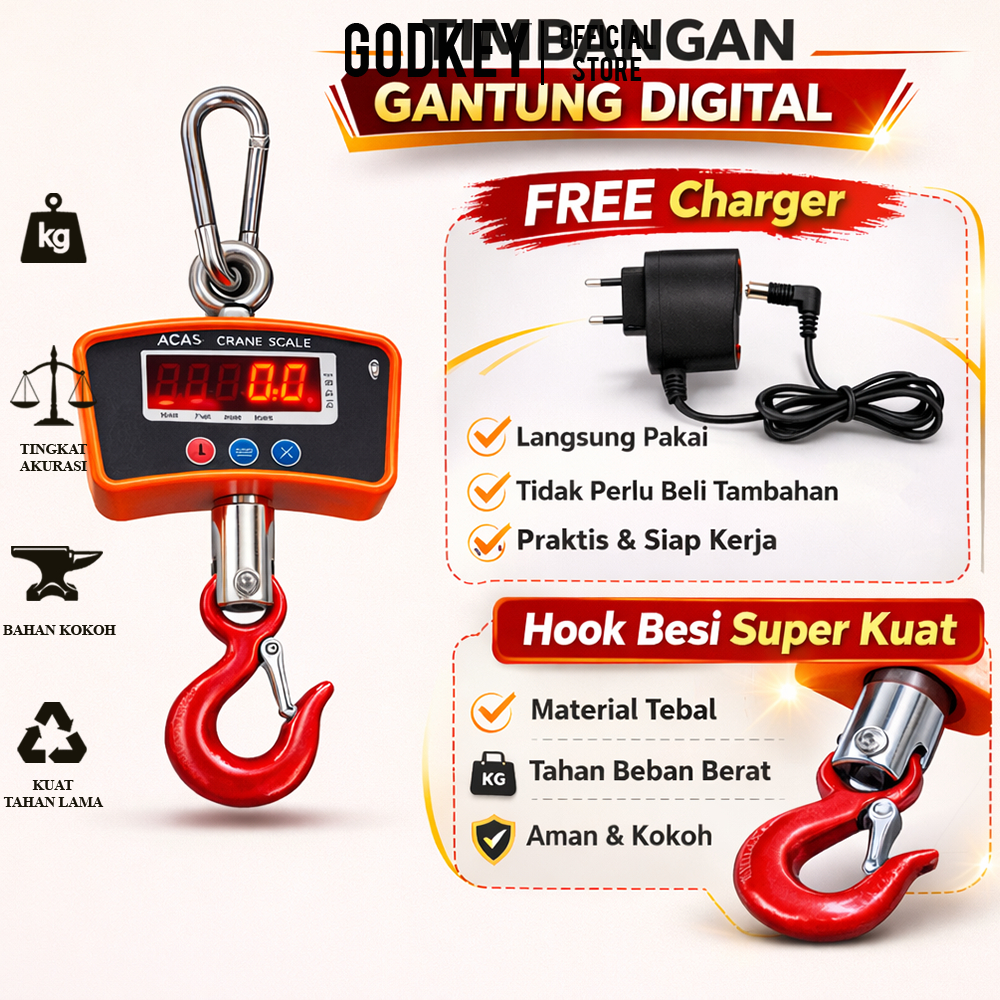 OCS - 300 Timbangan Gantung Digital 300kg Hanging Crane Scale
