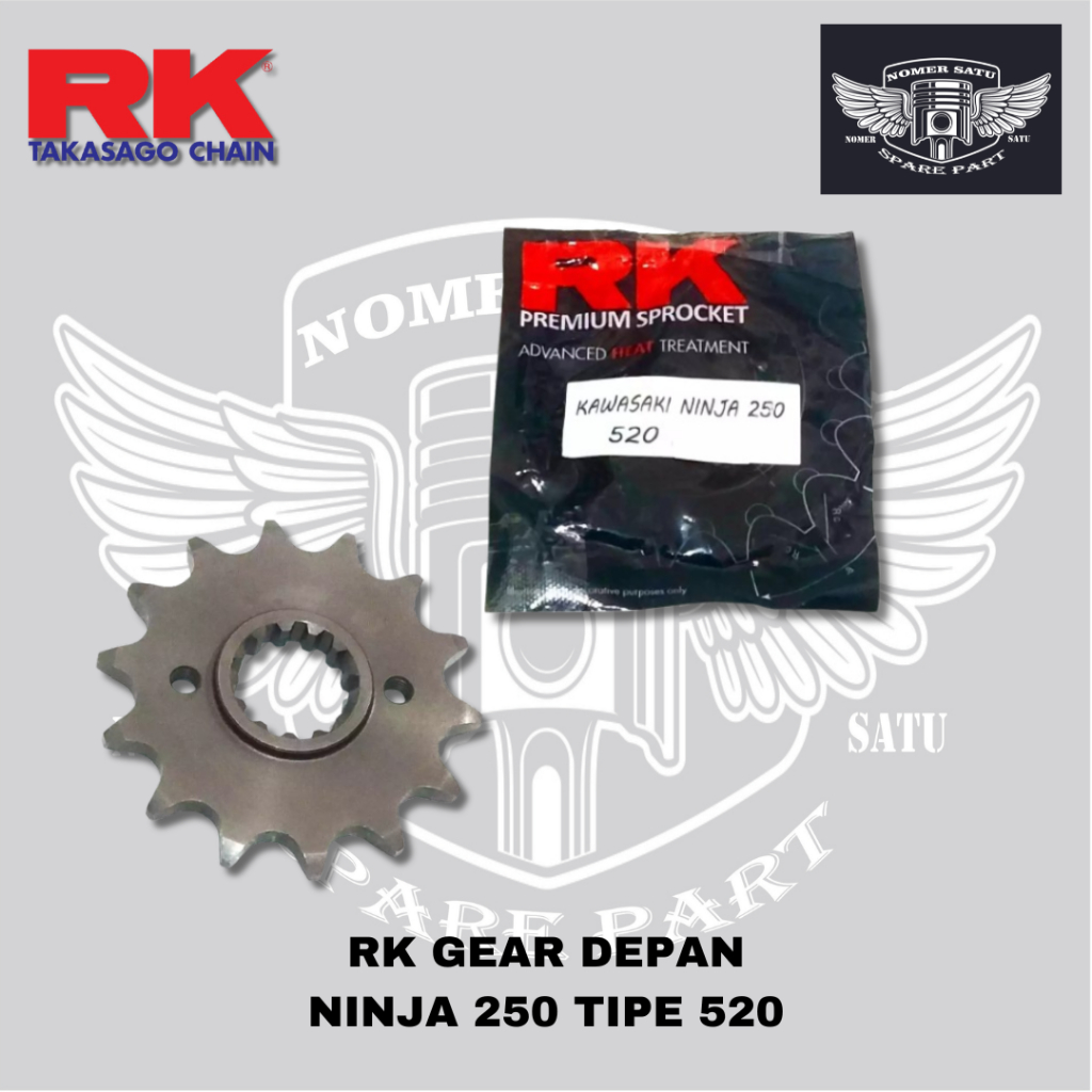 RK RACING GEAR DEPAN NINJA 250 KARBU NINJA 250 FI Z250 R25 MT25 520 ORIGINAL 100%