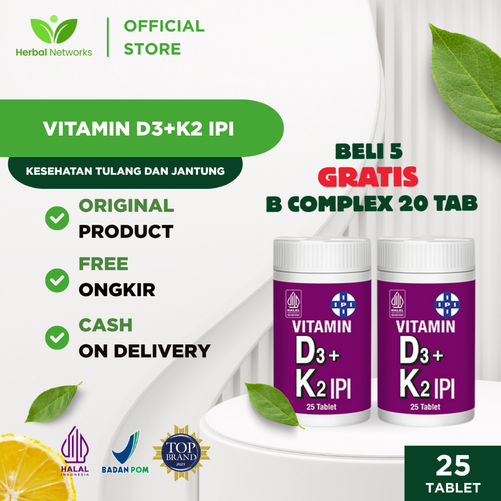 [PAKET] Vitamin D3 + K2 IPI untuk Memelihara Kesehatan Tulang Osteoporosis Lansia (25 Tablet)