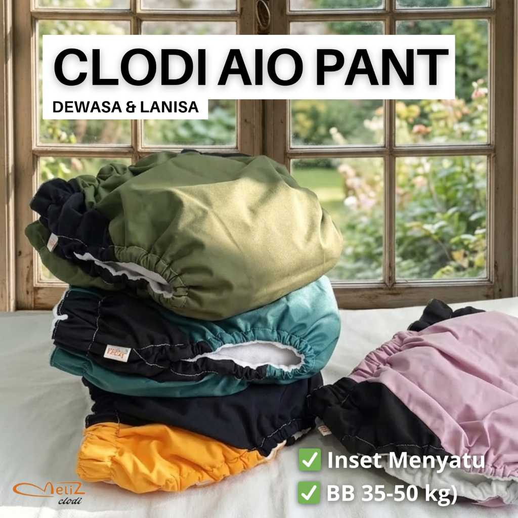 Clodi AIO Pant BB 35-50 kg,Popok Dewasa ukuran M,Popok Lansia bisa dicuci ulang,Clodi lansia,Popok k